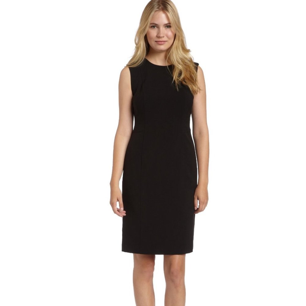 LBD Calvin Klein Classic Sleeveless Midi Little Black Dress Sheath Style